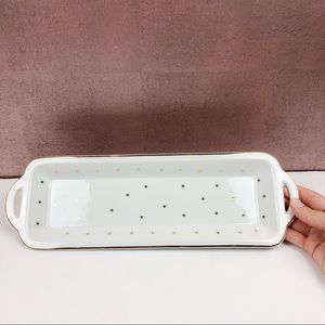 Make The Season Bright White Gold Serving Dish